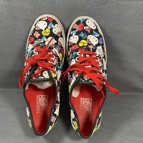 Vans Hello Kitty Shoes Womens Size 7 Mens 5.5 Black Red Lace‎ Up Canvas Sneakers - Picture 5 of 9